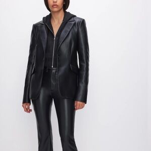 Good American Sculpted Faux Leather Blazer